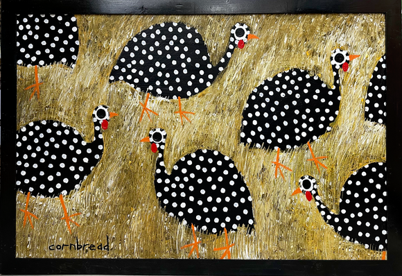 Classic White on Black Guinea Hens