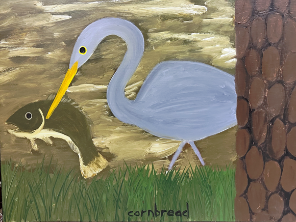Blue Heron Caught a Bass