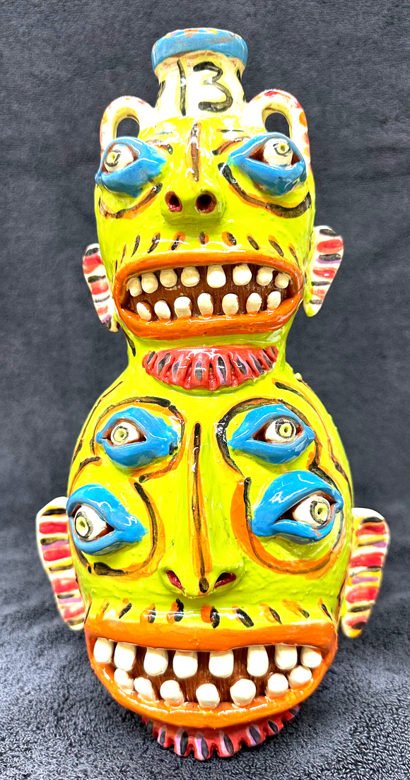 Lime Green Stacker w/double handles 6 eyes & Lucky 13