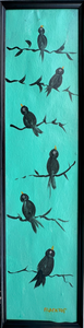 Crows on Limbs in a Teal Sky