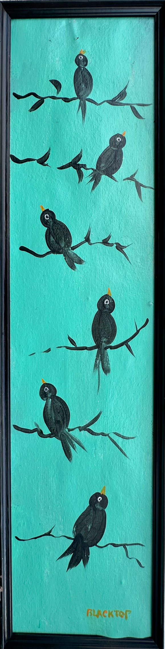 Crows on Limbs in a Teal Sky