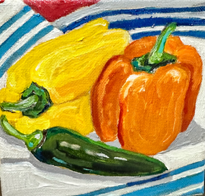 Yellow and Orange Bell Pepper with a Jalapeno
