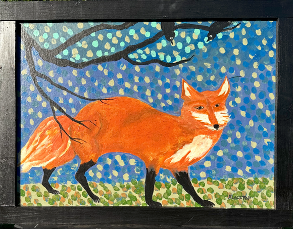Crows and a Red Fox
