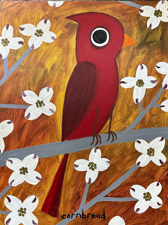 Cardinal in the Dogwoods