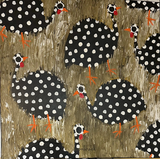 White on Black Guinea Hens 24"x 24"