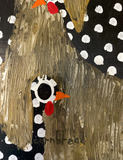 White on Black Guinea Hens 24"x 24"