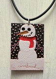3D Digital Printer Snowman with 18" Leather Cord Necklace