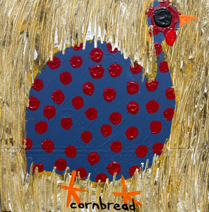 Red on Blue Guinea Hen