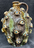43 Eyes Tobacco Spit w/Glass Drips Face Jug