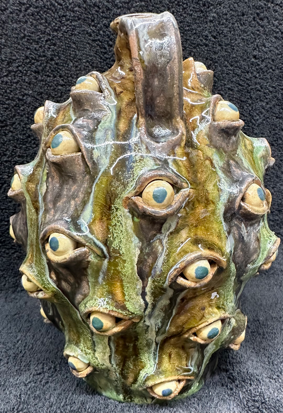 43 Eyes Tobacco Spit w/Glass Drips Face Jug