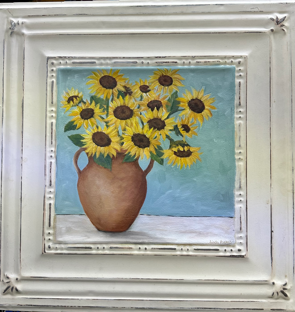 Sunflowers in a Double Handled Vase